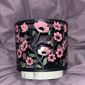 Floral Black and Pink Candle Holder